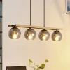hængelampe Enrique, smoke, 4 lyskilder, glas, træ, E27^Lindby Discount