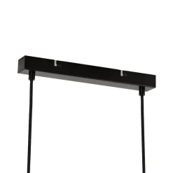 Lindby hængelampe Enrique, amber, 4 lyskilder, glas, træ, E27