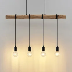 hængelampe Ferris, 4 lyskilder, 90 cm, træ, E27^Lindby Outlet
