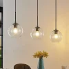 Lindby hængelampe Firano, 110 cm, 3 lyskilder, antracit, glas