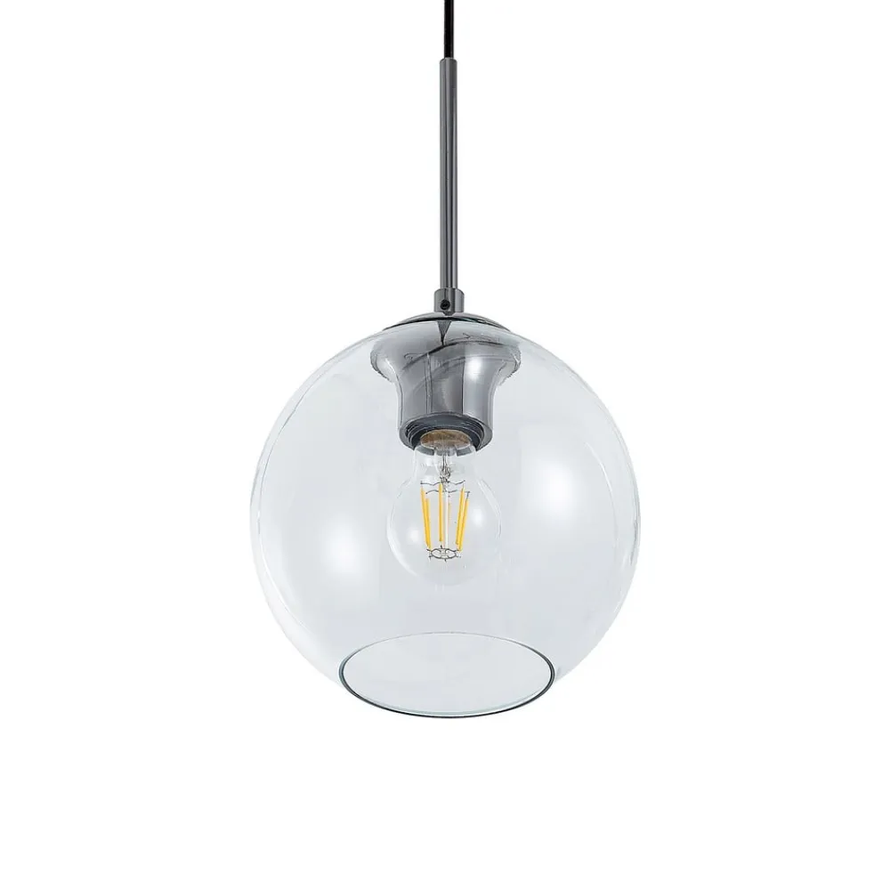 Lindby hængelampe Firano, 110 cm, 3 lyskilder, antracit, glas