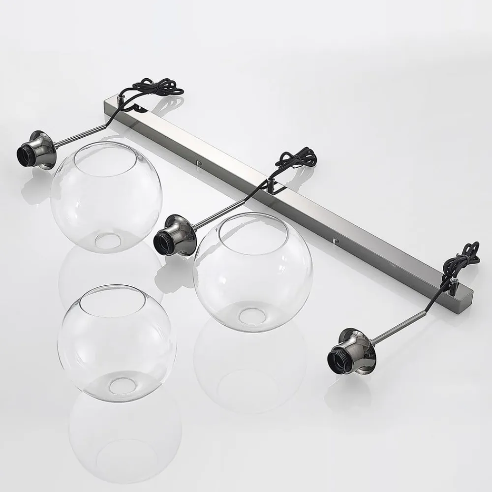 Lindby hængelampe Firano, 110 cm, 3 lyskilder, antracit, glas