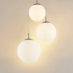 hængelampe Heleska, hvid, glas, 3 lyskilder, Ø 47cm^Lindby