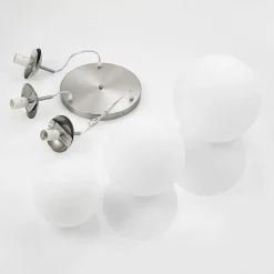 hængelampe Heleska, hvid, glas, 3 lyskilder, Ø 47cm^Lindby