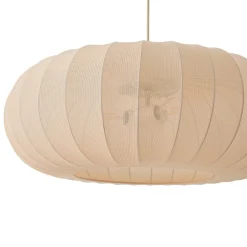 Lindby Hængelampe Helin, beige, Ø 70 cm, tekstil, 3 x E27