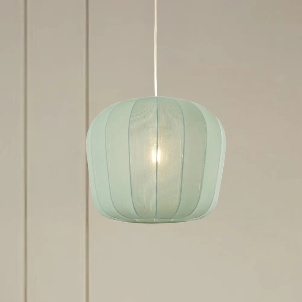 Lindby hængelampe Helin, blå, Ø 35 cm, stof