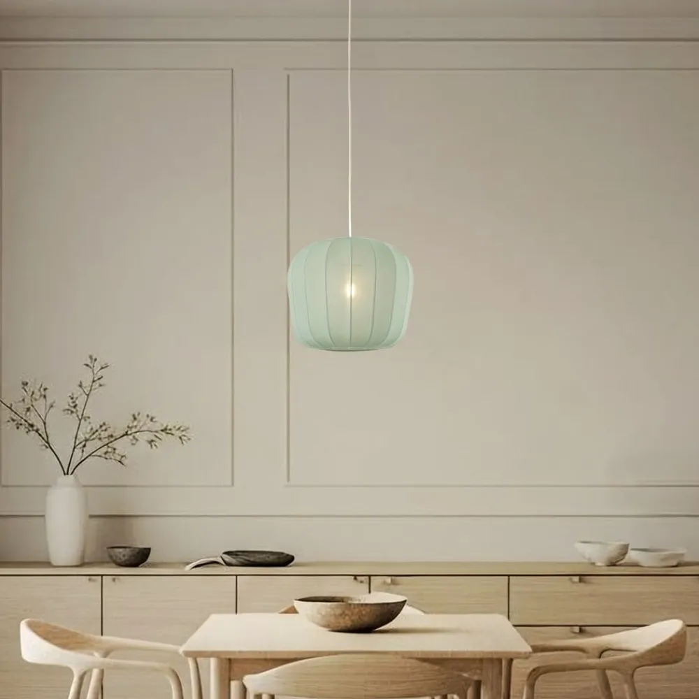 Lindby hængelampe Helin, blå, Ø 35 cm, stof