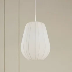 Lindby hængelampe Helin, hvid, Ø 30 cm, stof