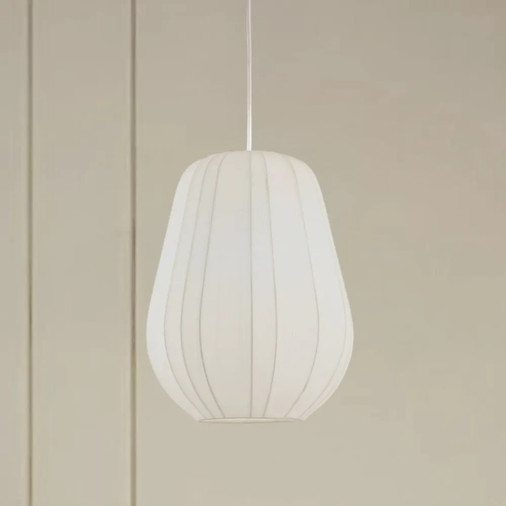 Lindby hængelampe Helin, hvid, Ø 30 cm, stof