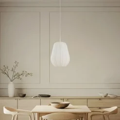 Lindby hængelampe Helin, hvid, Ø 30 cm, stof