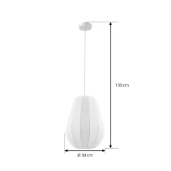 Lindby hængelampe Helin, hvid, Ø 30 cm, stof