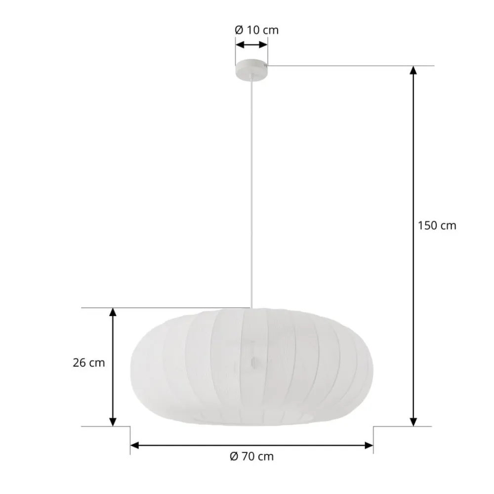 Lindby Pendellamper|Pendellamper>hængelampe Helin, hvid, Ø 70 cm, tekstil, 3 x E27