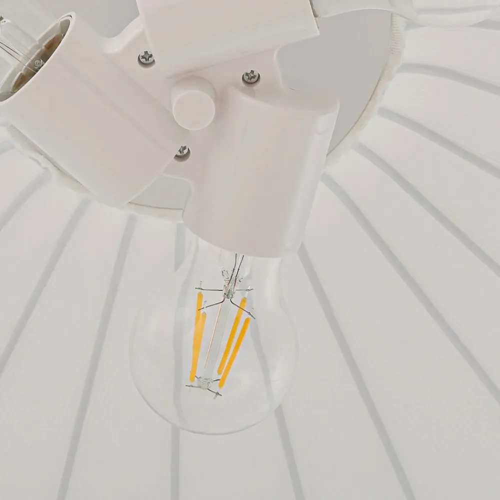 Lindby Pendellamper|Pendellamper>hængelampe Helin, hvid, Ø 70 cm, tekstil, 3 x E27