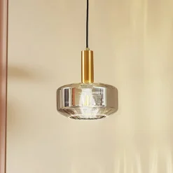 hængelampe Hildur, Ø 22 cm, 1 lyskilde, røggrå, glas^Lindby New