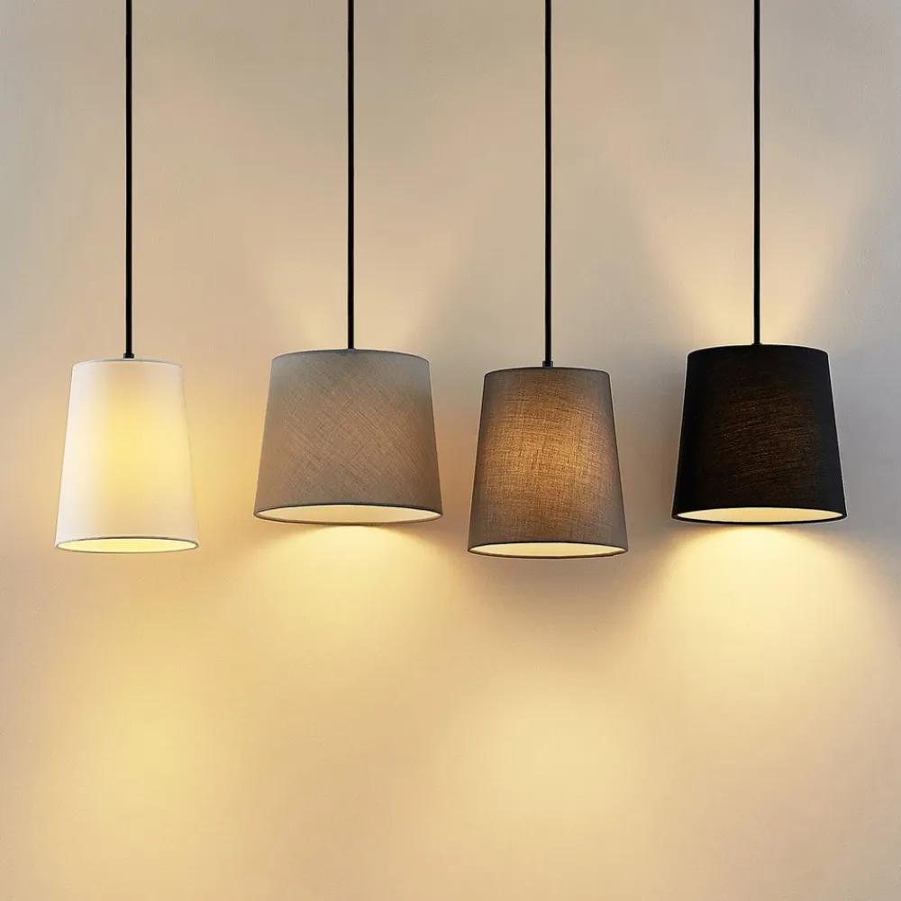 Lindby Pendellamper|Pendellamper>hængelampe Hinai, sort/grå/hvid, tekstil, 116 cm