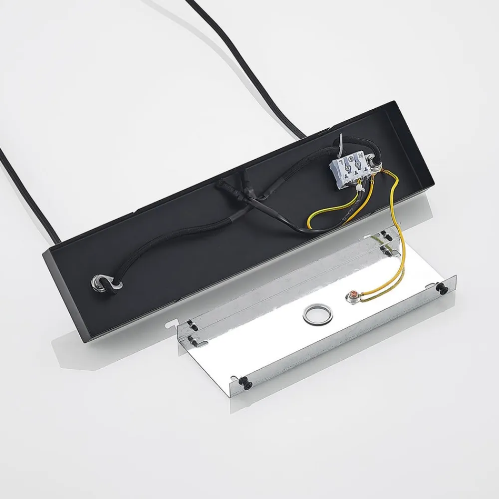 Lindby Pendellamper|Pendellamper>hængelampe Hinai, sort/grå/hvid, tekstil, 116 cm