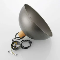 hængelampe Holgar, grøn, træ, metal, Ø 45 cm, E27^Lindby Online