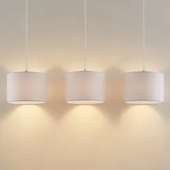 hængelampe Imarin, 3 lyskilder, hvid, tekstil, 100 cm^Lindby Outlet