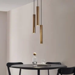 Lindby hængelampe Joffrey, Ø 24 cm, messing, 3 lyskilder, GU10