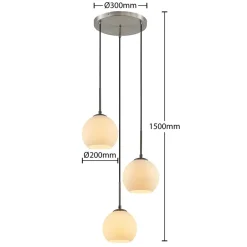 hængelampe Jurian, Ø 32 cm, 3 lyskilder, nikkel/opal, glas^Lindby Sale