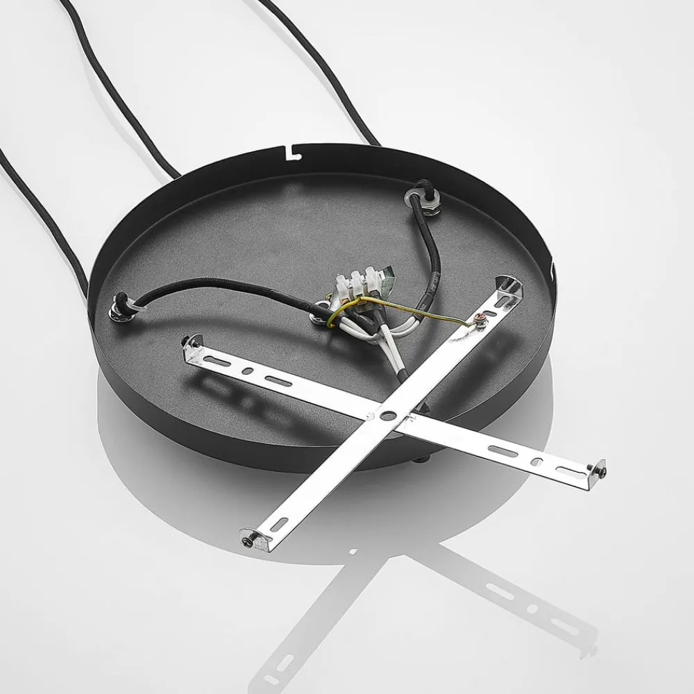 Lindby hængelampe Jurian, 32 cm, 3 lyskilder, sort/røget, glas