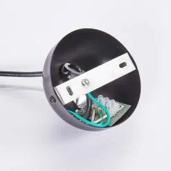 Lindby hængelampe Kinan, Ø 54 cm, sort, guld, metal