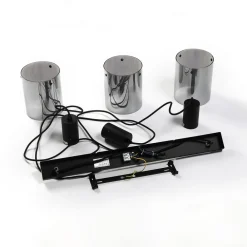 Lindby hængelampe Kourtney, 3 lyskilder, sort/grå, glas, E27