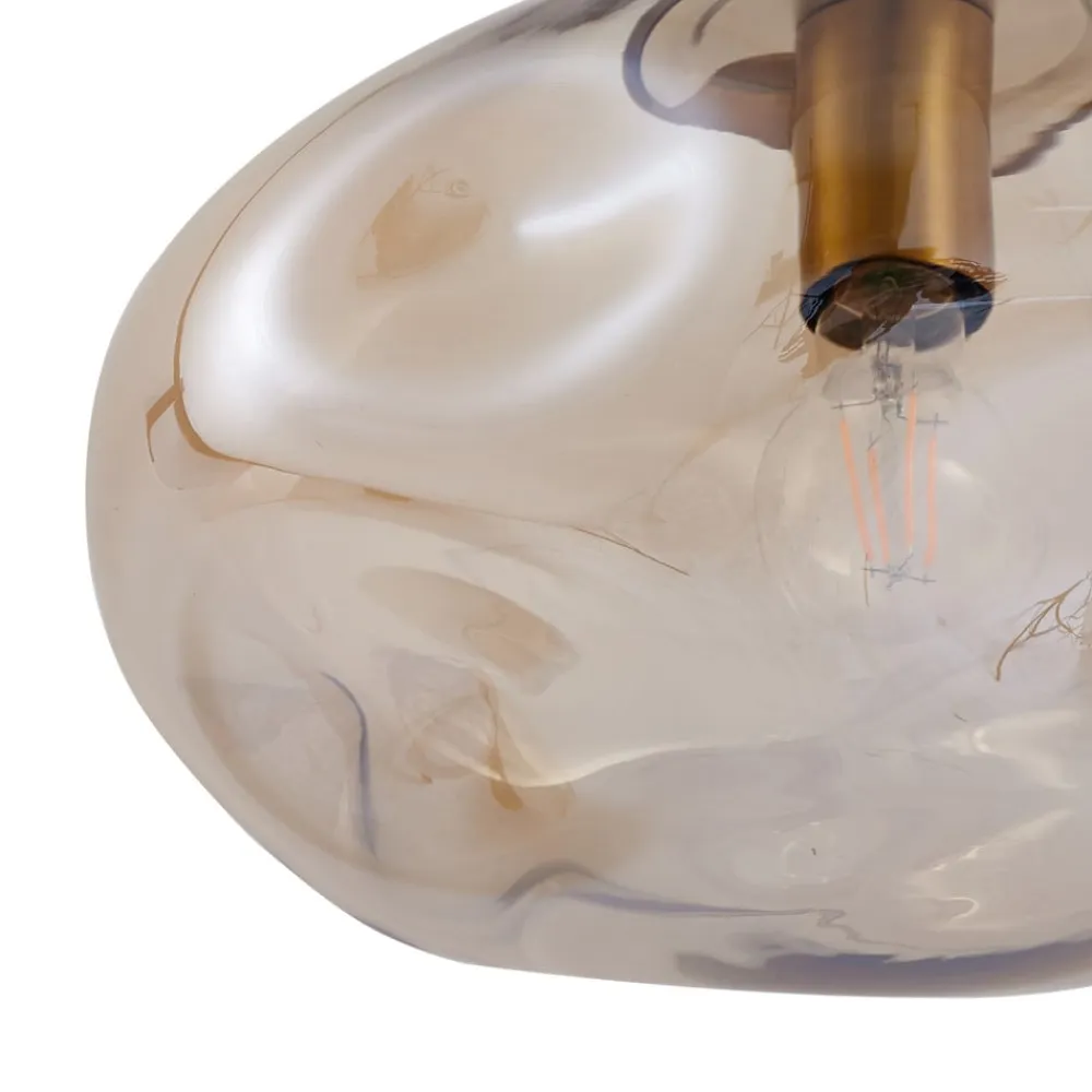 Lindby hængelampe Lelia, ravfarvet, glas, Ø 35 cm