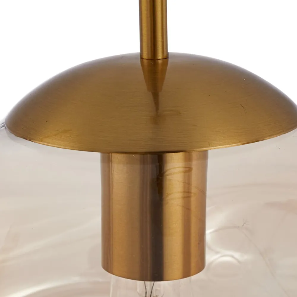 Lindby hængelampe Lelia, ravfarvet, glas, Ø 35 cm