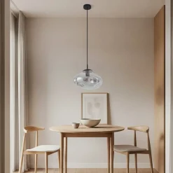 Lindby Pendellamper>hængelampe Lelia, røggrå, glas, Ø 35 cm