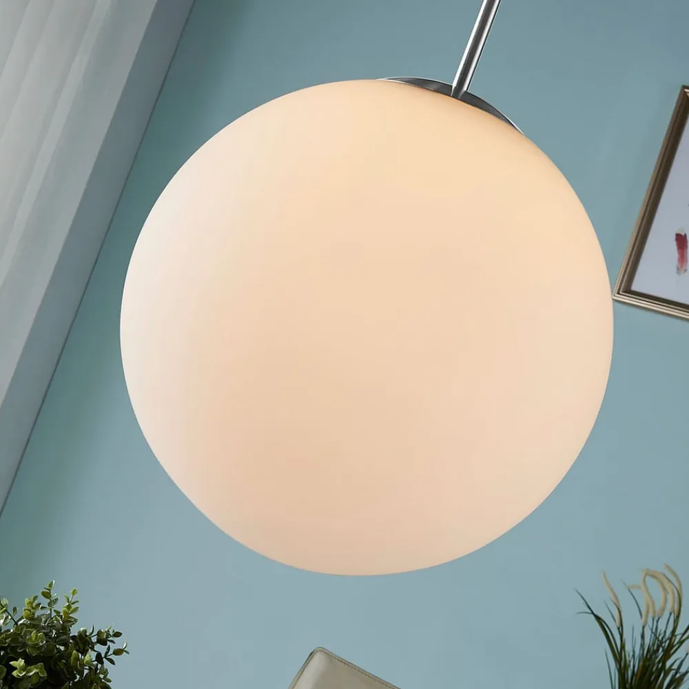 Lindby Pendellamper>hængelampe Marike, Ø 35 cm, hvid, glas, kugle, E27