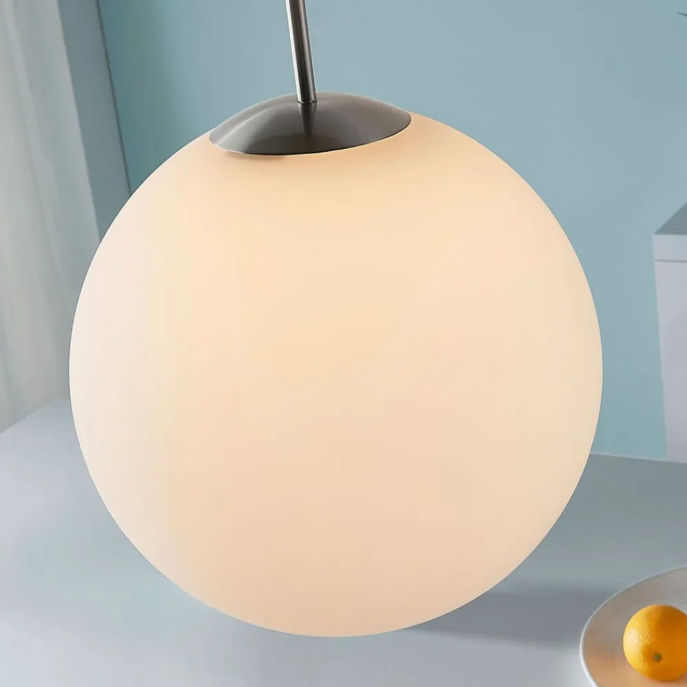 Lindby Pendellamper>hængelampe Marike, Ø 35 cm, hvid, glas, kugle, E27