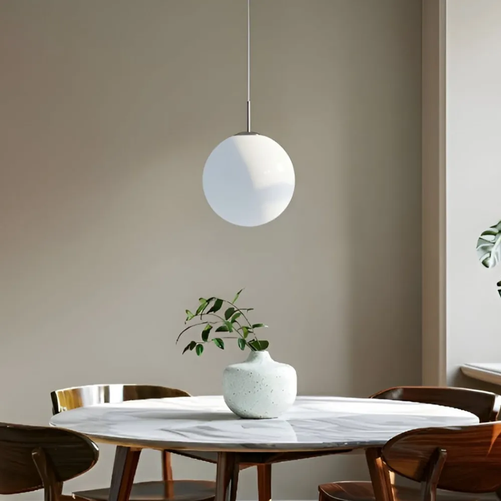 Lindby Pendellamper|Pendellamper>hængelampe Marike, Ø 40 cm, hvid, glas, kugle, E27