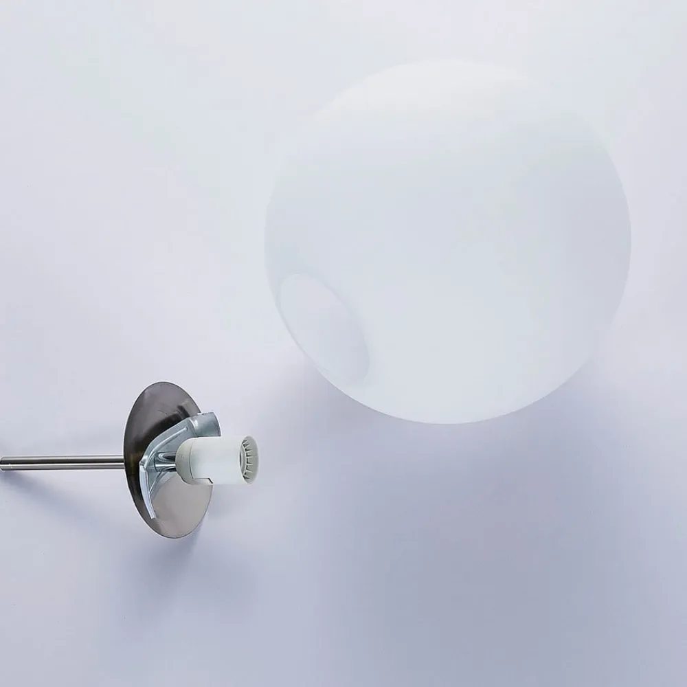 Lindby hængelampe Marike, Ø 30 cm, hvid, glas, kugle, E27