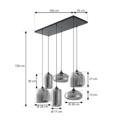 Lindby Pendellamper|Pendellamper>hængelampe Marla, 6 lyskilder, glas, røggrå