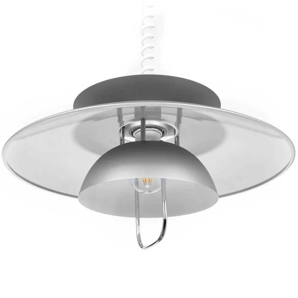 Lindby hængelampe Nadija, grå, 43 cm, højdejusterbar, E27