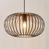 Lindby Gang|Pendellamper>hængelampe Nahele, brun, metal, Ø 40 cm, E27