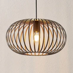 Lindby Gang|Pendellamper>hængelampe Nahele, brun, metal, Ø 40 cm, E27
