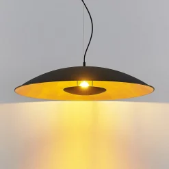 Lindby hængelampe Narisara, Ø 80 cm, E27, sort-guld