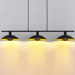 hængelampe Narisara, 118 cm, E14, 3 lyskilder, sort-guld^Lindby Online