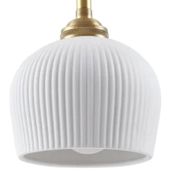 hængelampe Nolane, Ø 11 cm, keramik, hvid/messing^Lindby New