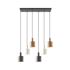 Lindby Pendellamper>hængelampe Ovelia, brun/kaffe/beige, 6 lyskilder, E27