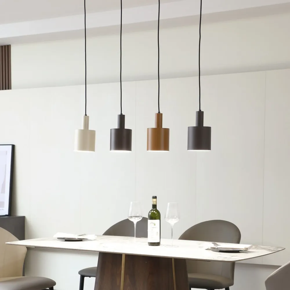 Lindby Pendellamper>hængelampe Ovelia, brun/kaffe/beige, 4 lyskilder, E27