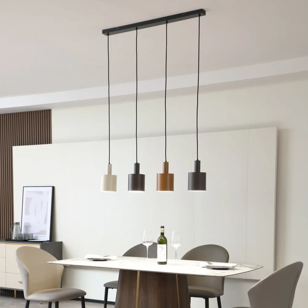 Lindby Pendellamper>hængelampe Ovelia, brun/kaffe/beige, 4 lyskilder, E27