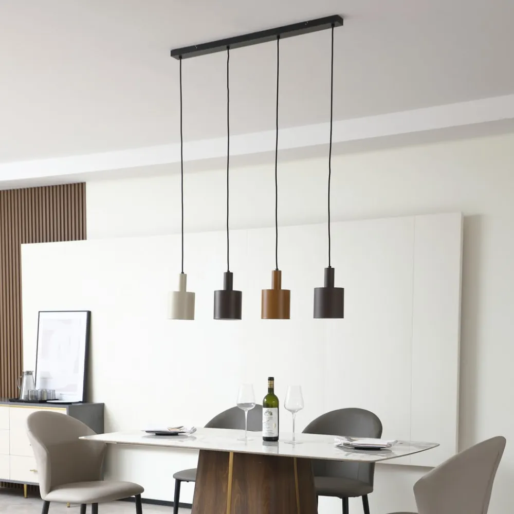 Lindby Pendellamper>hængelampe Ovelia, brun/kaffe/beige, 4 lyskilder, E27