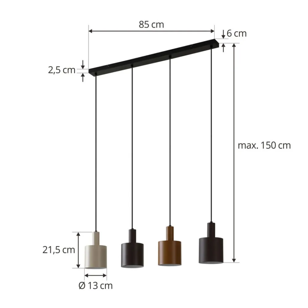 Lindby Pendellamper>hængelampe Ovelia, brun/kaffe/beige, 4 lyskilder, E27