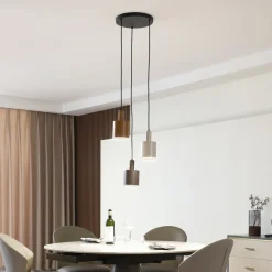 Lindby hængelampe Ovelia, brun/kaffe/beige, 3 lyskilder, E27