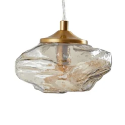 hængelampe Piatra, Ø25cm, 3 lyskilder, cognac/messing, glas^Lindby New