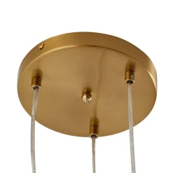 hængelampe Piatra, Ø25cm, 3 lyskilder, cognac/messing, glas^Lindby New