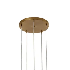 hængelampe Piatra, Ø45cm, 5 lyskilder, cognac/messing, glas^Lindby Outlet